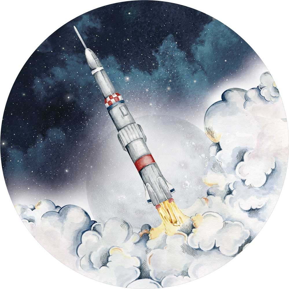 Dětská samolepka na zeď 150x150 cm Rocket In A Circle – Dekornik Dekornik