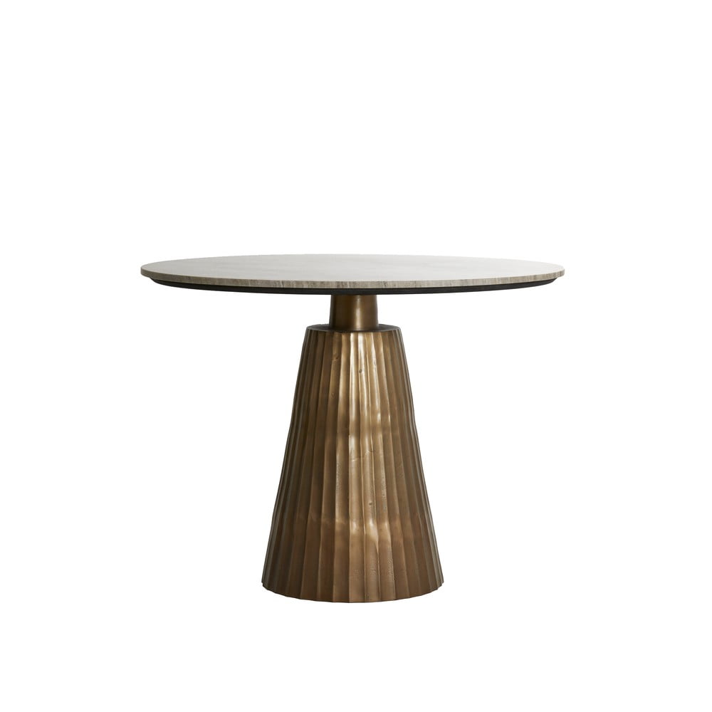 Kulatý jídelní stůl v bronzové a přírodní barvě s deskou v dekoru mramoru ø 100 cm Rianne – Light & Living Light & Living