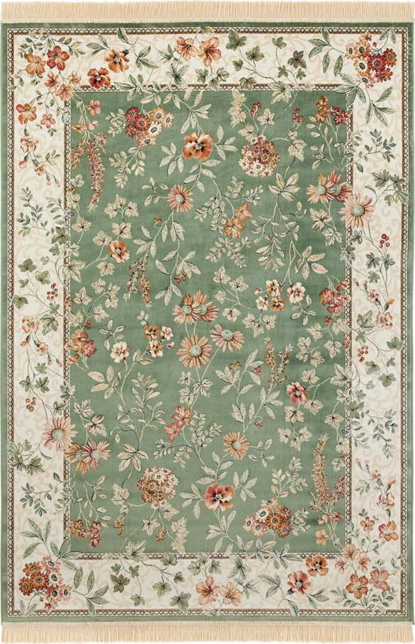 Zeleno-krémový koberec z viskózy 135x195 cm Oriental – Nouristan Nouristan