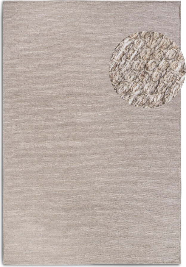 Béžový ručně tkaný koberec s příměsí vlny 60x90 cm Pradesh Linen White – Elle Decoration Elle Decoration